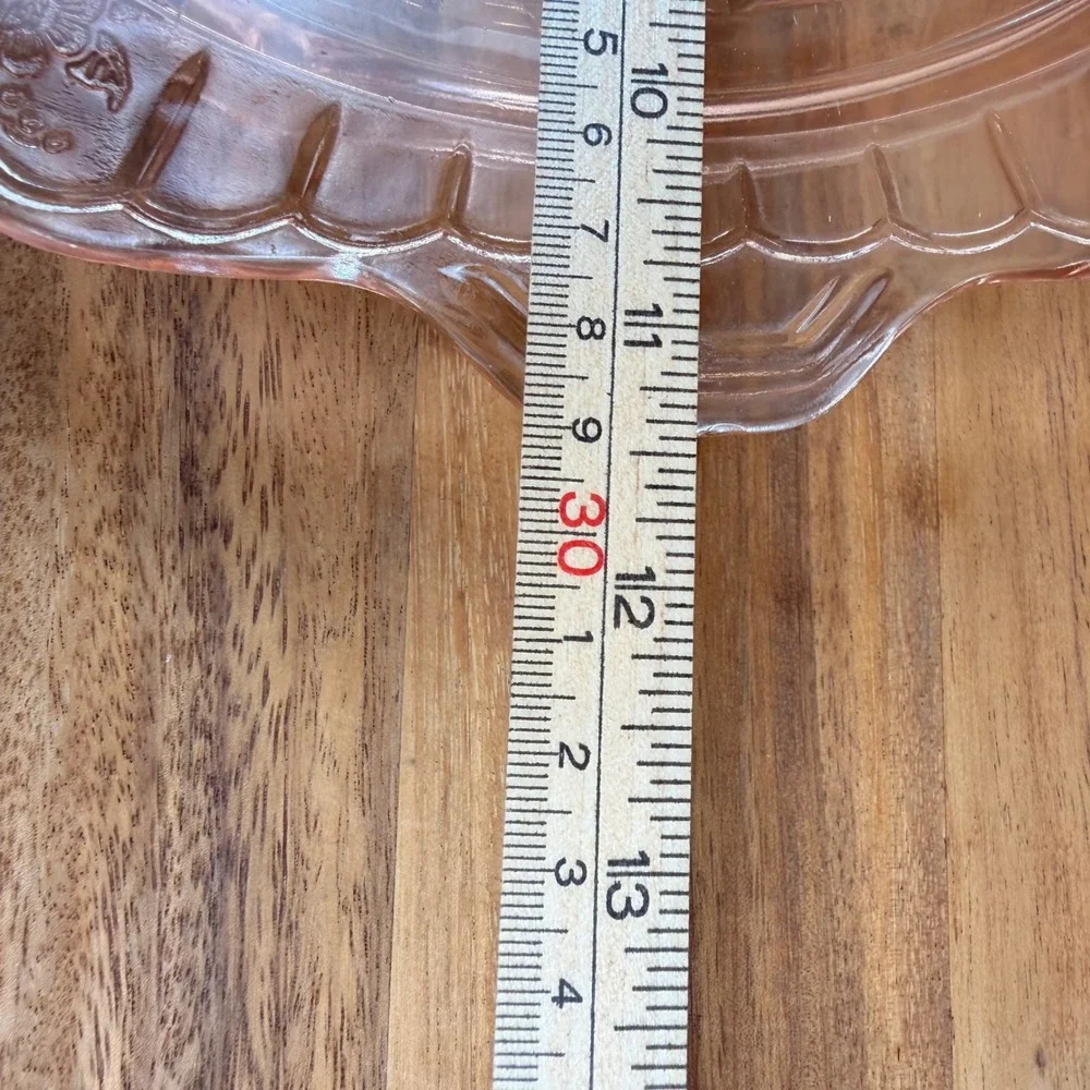 Anchor Hocking Mayfair Open Rose Pink Depression Glass Cake Plate 12.5